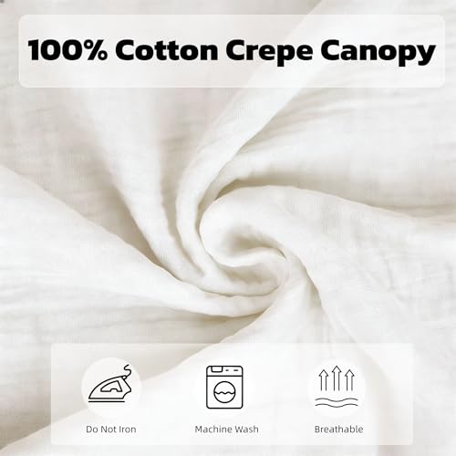 Pink Cotton Princess Bed Canopy - Kids House-Style Bedroom Curtain Drapes