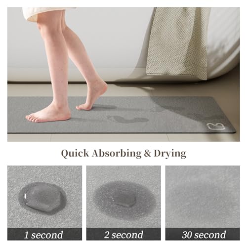 Diatomaceous Earth Stone Bath Mat Quick Dry Non-Slip Grey 15.7"x23.6"