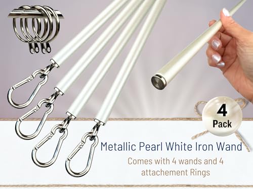36-Inch Metal Curtain Pull Wand - Heavy Duty Drapery Rod (4 Pack)