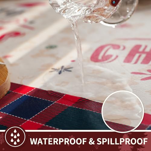 HOMOHEINI Christmas Rectangular Waterproof Tablecloth 52x70 Crimson Checked