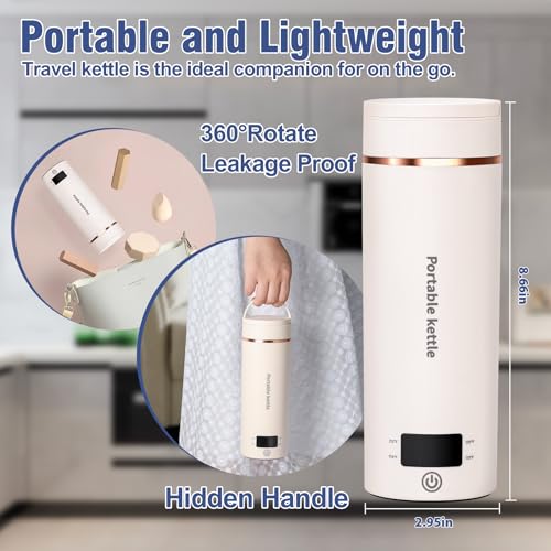 Portable Electric Kettle for Travel - 13.5oz Stainless Steel Water Boiler