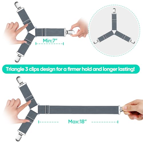 Adjustable Bed Sheet Straps - Fitted Sheet Clips, 4 Pack