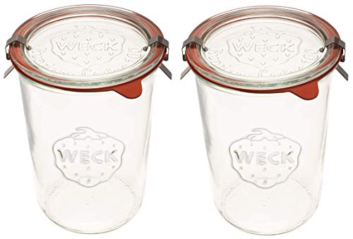 Wide Mouth Glass Mold Canning Jars with Lids and Clamps - 3/4 Liter, Set of 2