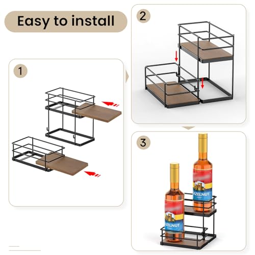 2-Tier Coffee Syrup Rack Organizer, 4-Bottle Countertop Storage Stand