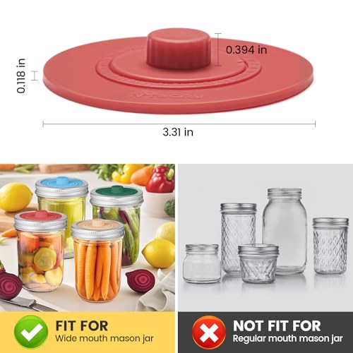 Silicone Fermentation Lids for Wide Mouth Mason Jars with Date Tracker