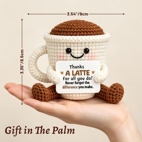 Latte Crochet Coffee Cup Plush Gift for Anniversary & Birthday - ALLEN ADMONDS Latte Variation