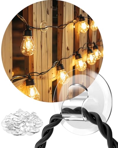 24 Pack Waterproof Adhesive Outdoor String Light Clips for Patio Decor