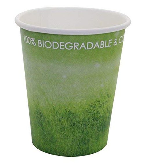 A+ DESIGN Special Green Grass Design Paper Hot Coffee Cups Eco-friendly,100% Blodegradable&Compostable (Green grass, 50 count, 8 oz)