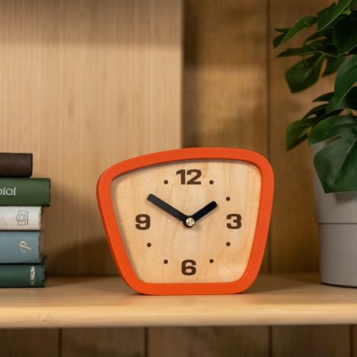 Mid-Century Modern Desk Clock – Silent Analog Table Clock for Home Decor