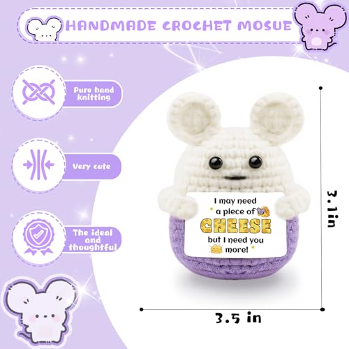AICHPVOY Purple Mouse Crochet Gift - Funny Birthday Decor for Women & Men