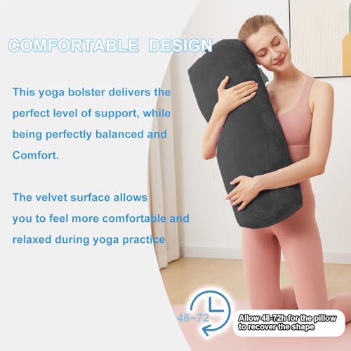 Yoga Bolster Pillow - 27-Inch Velvet Cushion for Restorative & Yin Yoga