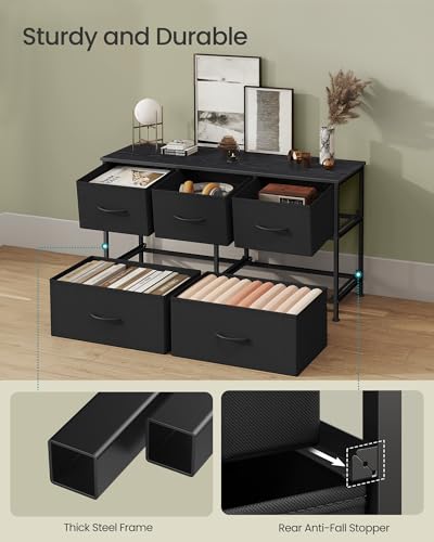 SONGMICS 5-Drawer Dresser Chest with Steel Frame for Bedroom & Entryway