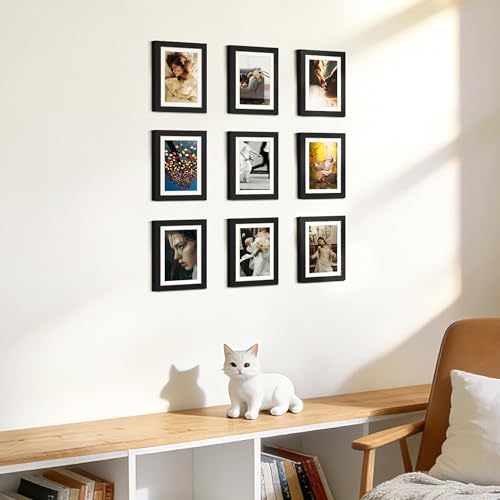 5x7 Picture Frame Set of 10 - Black Wall & Tabletop Photo Display