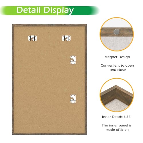 12x18 Deep Shadow Box Frame with Linen Board and Magnetic Glass Door