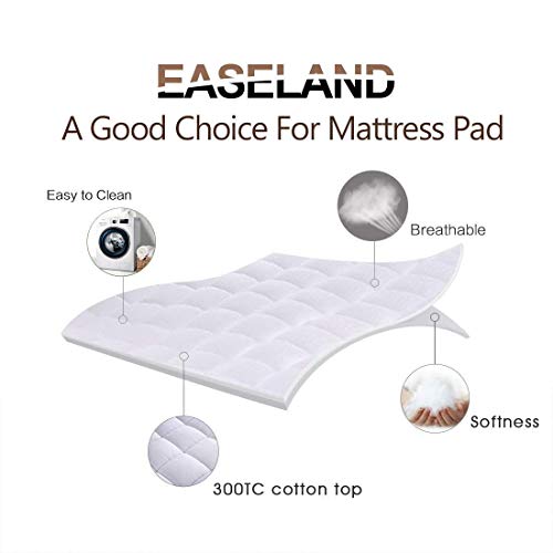 EASELAND Queen Size Mattress Pad Quilted Pillow Top Mattress Topper White