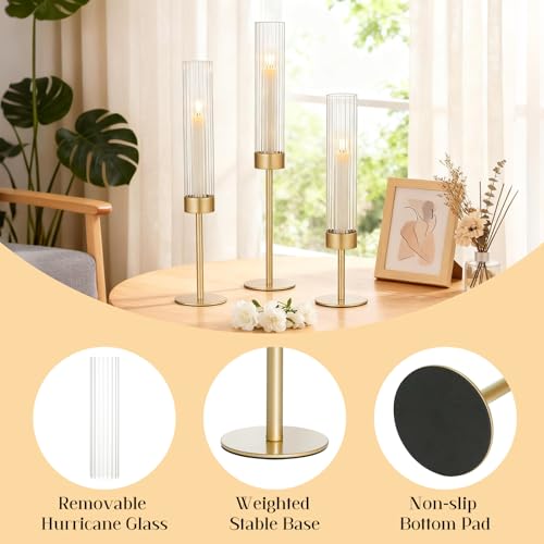 Turvono 6 Pack Gold Hurricane Candle Holders for Table Centerpiece - Elegant Indoor & Outdoor Decor