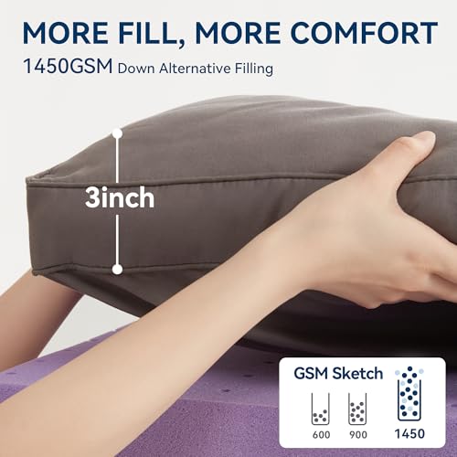 BDEUS 5 Inch Queen Memory Foam Mattress Topper with Cooling Gel & Pillow Top