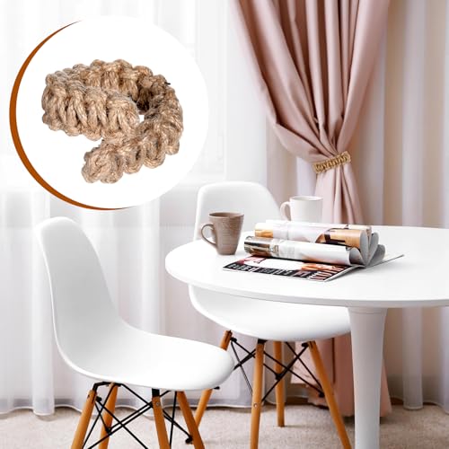 4-Pack Braided Boho Curtain Tiebacks, Rustic Flexible Rope Holdbacks