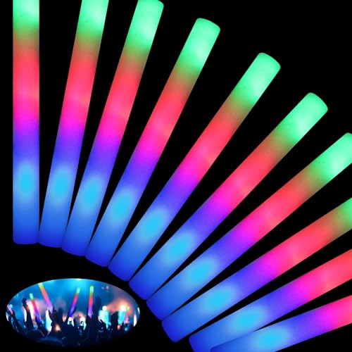 HONLYNE 46 PCS Foam Glow Sticks with 3 Modes - Colorful LED Foam Light Up Party Sticks