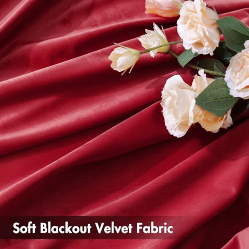 MIULEE 52x63 Red Velvet Christmas Curtains (Set of 2) Blackout Drapes for Bedroom