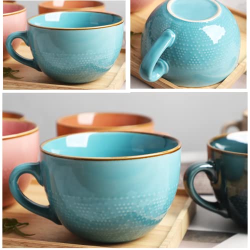 Disoza 24 oz Beige Large Ceramic Coffee Mug with Handle – Oversized Soup Bowl