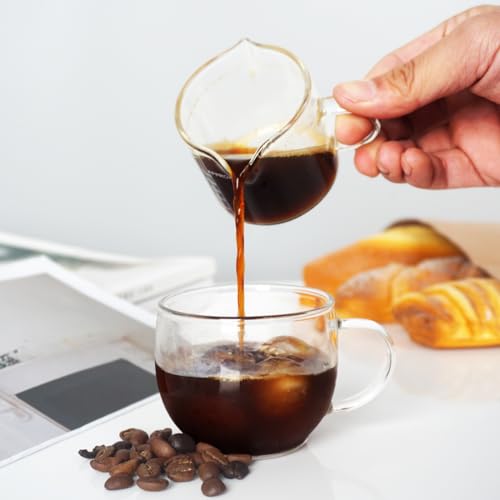 BCnmviku 2 Pack Clear Glass Double Spout Measuring Cups 75ML Espresso Shot Glasses