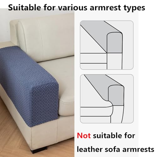 Sofa Arm Covers - Large Light Coffee Stretchy Armrest Protectors (Set of 2)