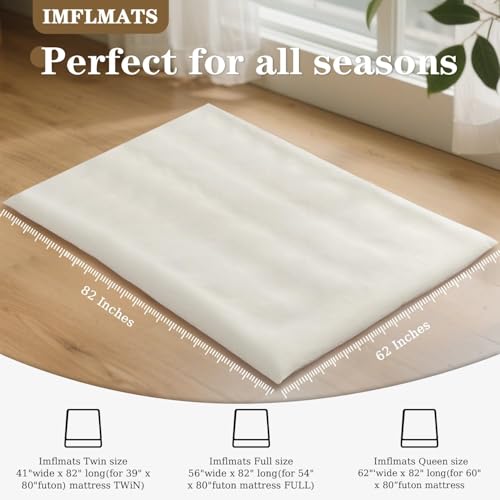 Japanese Floor Futon Mattress Cover - Washable Tatami Mat, 84" L x 43" W, Beige