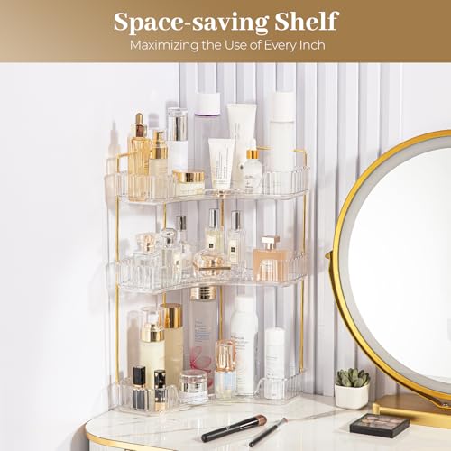 3-Tier Corner Bathroom Counter Organizer, Makeup and Perfume Shelf
