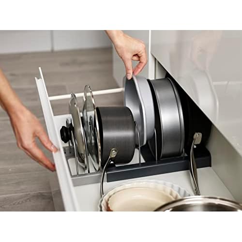 Joseph Joseph DrawerStore Expanding Cookware Organizer, Space saving storage for pan lids, baking trays - Grey