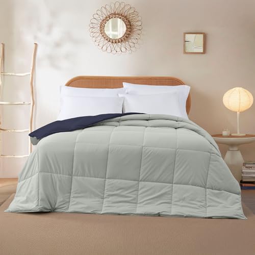 Modern Threads Reversible Down Alternative Comforter - Twin, Navy/Silver