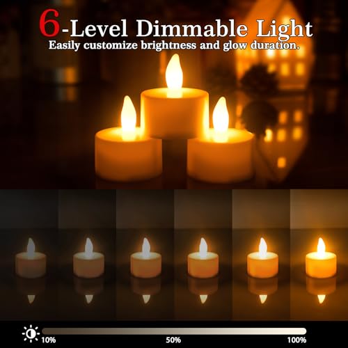 Yellow Rechargeable Tea Lights with Remote & Charging Base - 12pcs, 50+ Hour LED Flameless Candles for Wedding & Home Decor