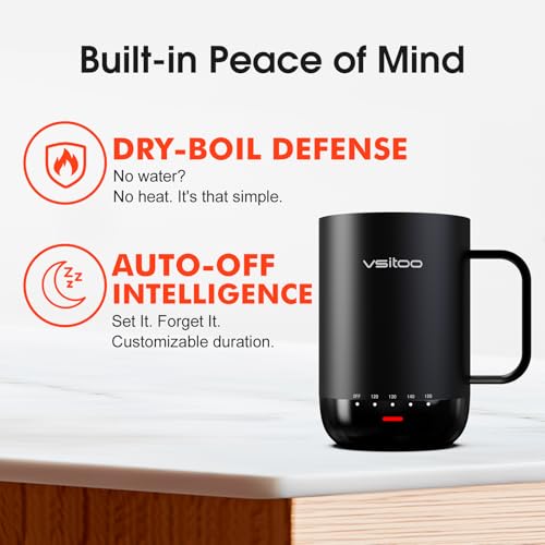 VSITOO S3 Pro 16oz Black Smart Self-Heating Coffee Mug with Temperature Control