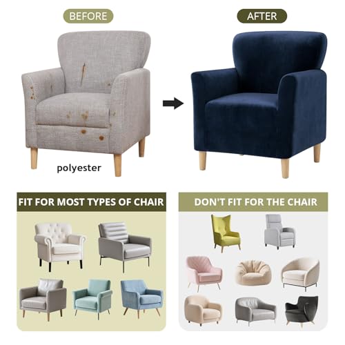 Water-Repellent Stretch Armchair Cover - Navy Blue Slipcover