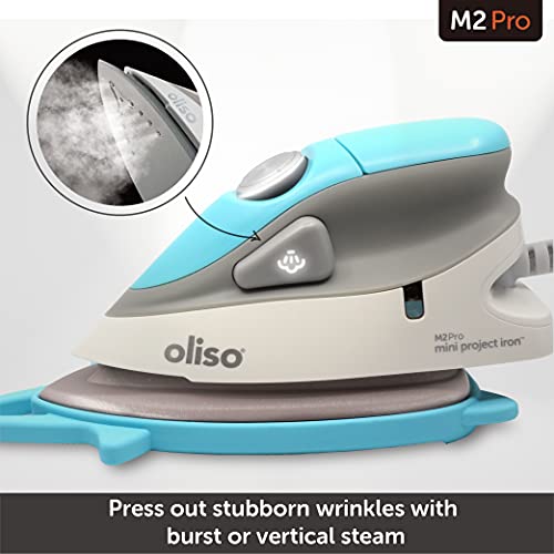 Oliso M2Pro Mini Travel Steam Iron Turquoise 1000W Dual Voltage Portable Iron