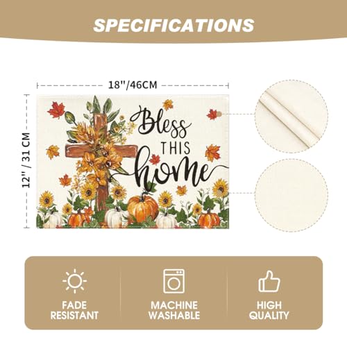 Artoid Mode Pumpkins Floral Placemats Set of 4 – 12 x 18 inches