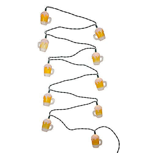 Kurt Adler Beer Mug String Light Set - Novelty Party & Holiday Decor, 10 Lights