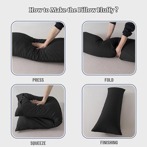 Memory Foam Body Pillow with Cover - 20x54 Inch, Pitch Black