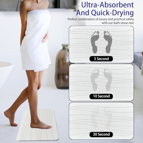Diatomaceous Earth Stone Bath Mat, Fast-Drying Non-Slip Absorbent Mat