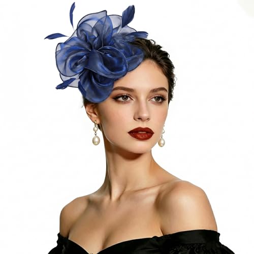 Fascinator Hat with Feathers and Ribbons for Tea Party Headband and Clip