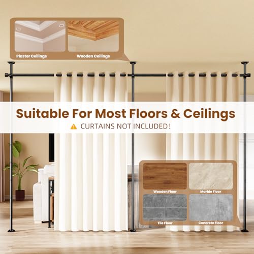 Adjustable Heavy-Duty Floor to Ceiling Tension Room Divider Curtain Rod