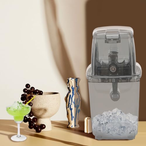 Leopacat Gray Portable Hand Crank Ice Crusher - Manual Ice Shaver for Home & Bar