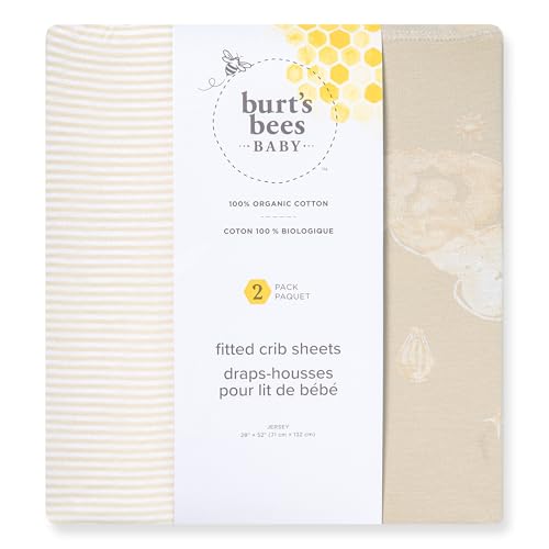 Burt's Bees Baby Organic Cotton Fitted Crib Sheet - Soft Nursery Bedding