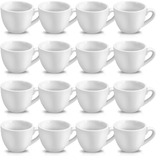 Reallnaive 16-Pack 3oz Porcelain Espresso Cups - White Tiny Coffee & Tea Mugs Set