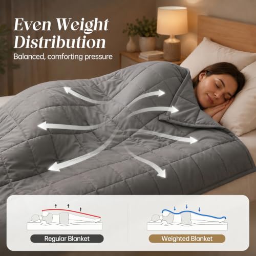 Grey Cooling Weighted Blanket for Adults - 15 lbs, 48" x 72"
