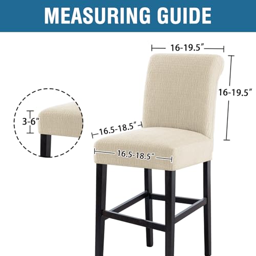 100% Waterproof Stretch Barstool Slipcovers Set of 4 - Ivory