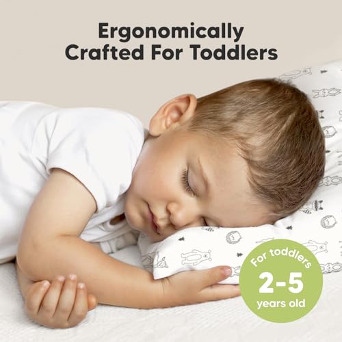 KeaBabies Organic Toddler Pillow with Pillowcase (14x20) - Soft Cotton Kids Pillow