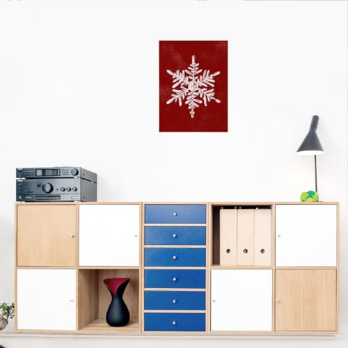 BIWSHA Snowflake Christmas Canvas Wall Art - 11x14 Inches, Red Decor