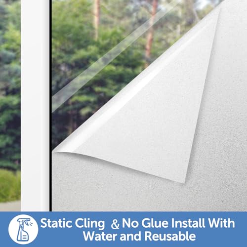 Frosted Window Privacy Film - Non-Adhesive, 23.6x78.7 Inch, UV Blocking