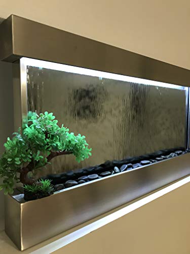 XL Wall Mounted Waterfall Fountain 47x24 Inch with LED Lights & Remote